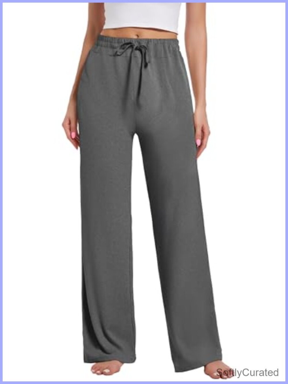 Womens Wide Leg Yoga Sweatpants Drawstring Lounge Joggers with Pockets Comfy